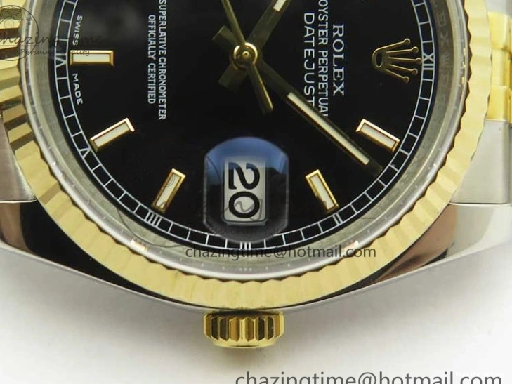 0413 DateJust 36 SS YG 126233 ARF 1:1 Best Edition Black Dial Stick Markers on SS YG Jubilee Bracelet SH ModernLook 3432